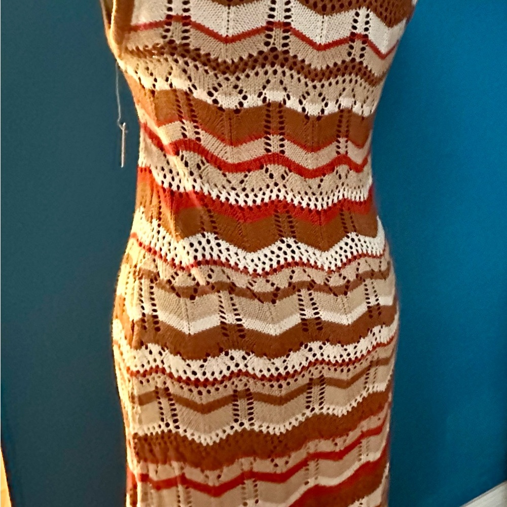 Chic Chevron Knit Dress Ultra Flirt New Some Stretch Large - Picture 2 of 7